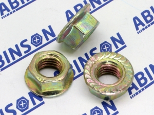 Flange Locknut M8 (8mm) x 1.25mm Nut Serrated Mild Steel MS Zinc Plated