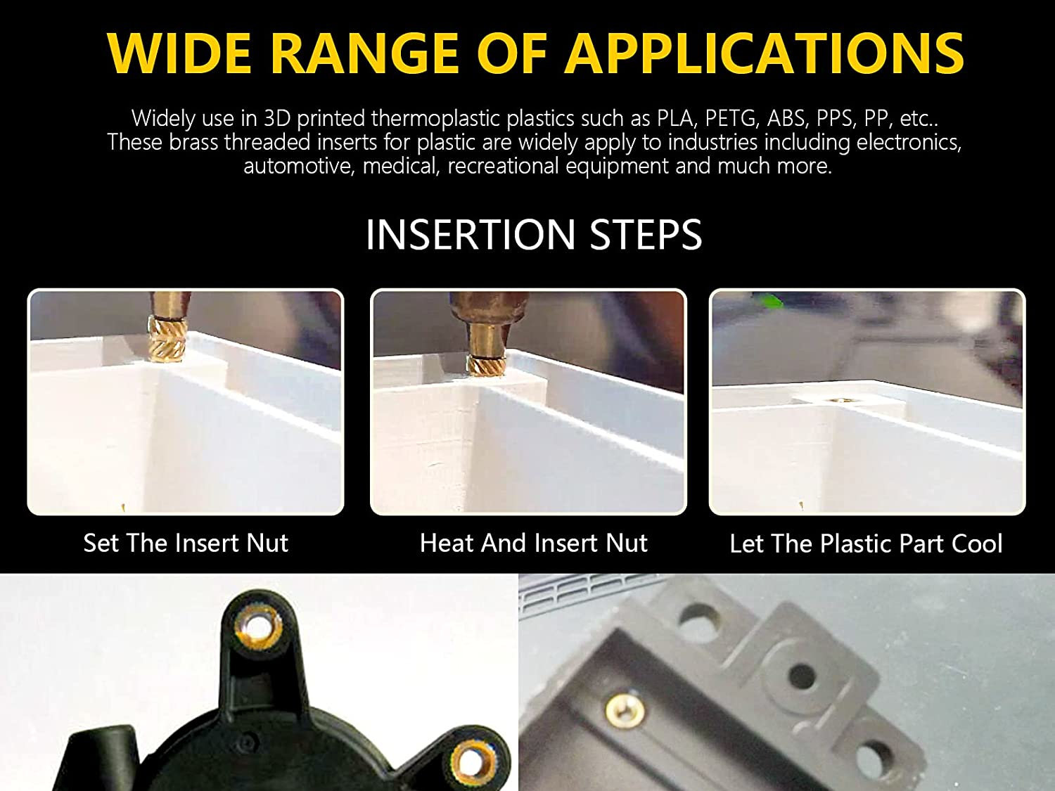 M3 x 0.5 ISO x 0.188 PlastiSert Press-Fit Threaded Insert For Plastics -  Flush - Bottom Slot - Brass