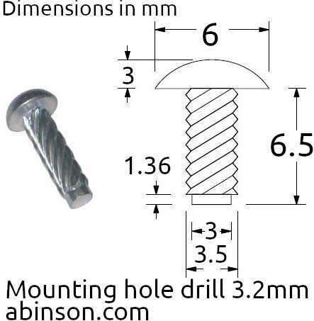 Hammer Drive Screw Rivets #6 (3.5mm) Dia. x 6.5mm Length Solid